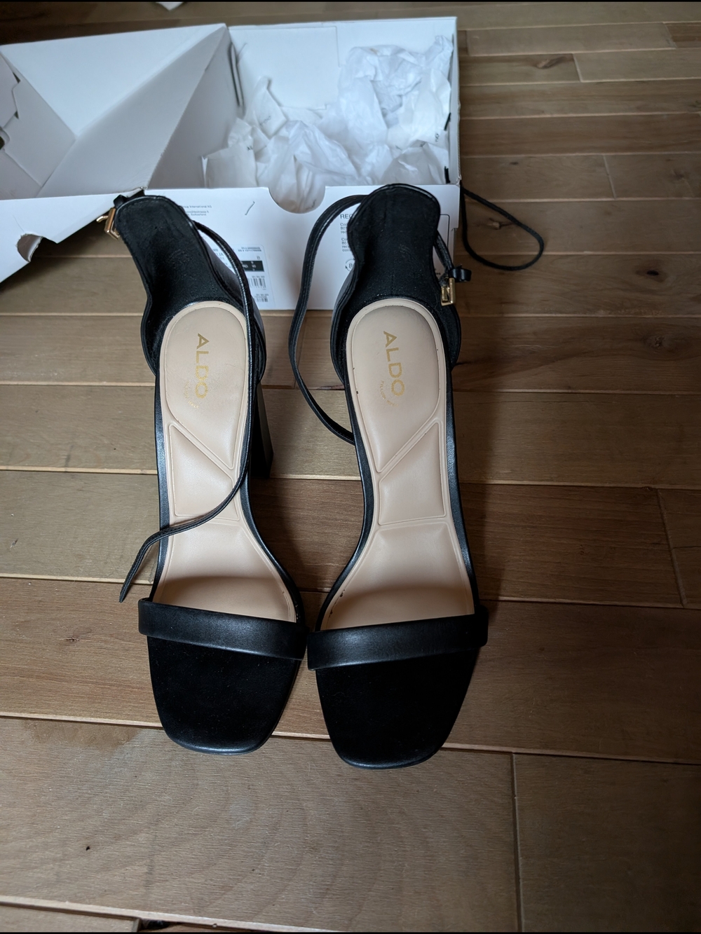 ALDO Black Ankle-Strap Block Heels